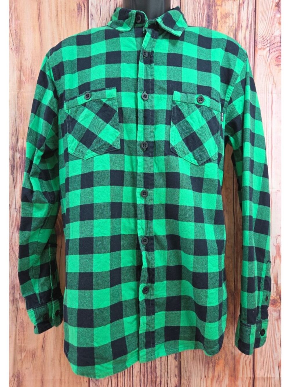 Burton Mens Green Plaid Long Sleeve Button-Down Shirt Small